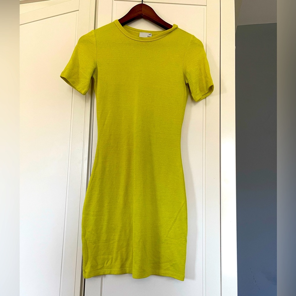 ARITZIA WILFRED FREE Fluorescent Yellow Knit Mini-Dress XS